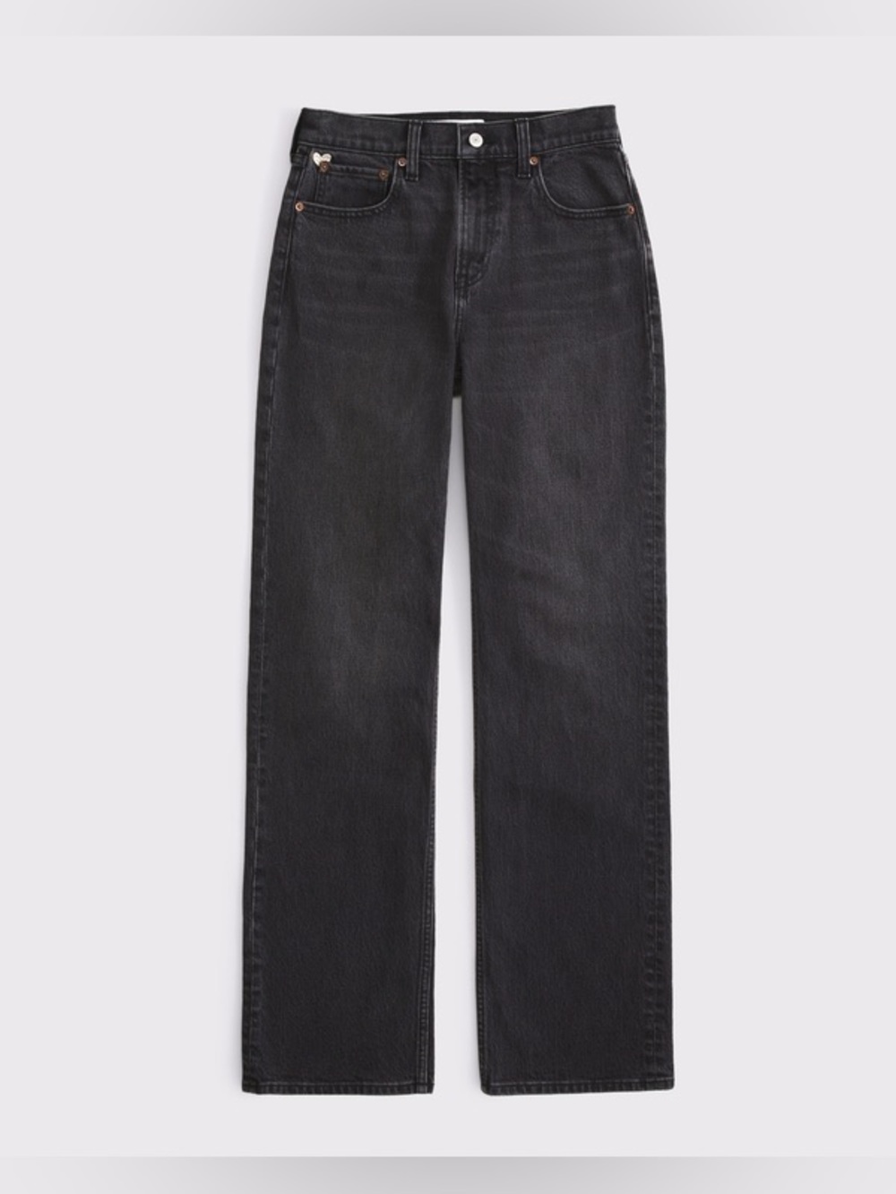 Abercrombie & Fitch Curve Love Charcoal Black High-Rise Relaxed Denim Shorts